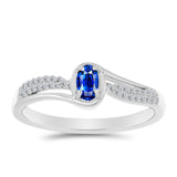 Inel din Argint 925 ( 2.16 grame ) cu Safir Albastru Australian și Topaz Alb 0.47 Carate
