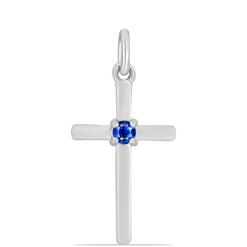 Cruce Pandantiv din Argint 925 ( 0.88 grame ) cu Safir Albastru Australian 0.17 Carate
