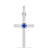 Cruce Pandantiv din Argint 925 ( 0.88 grame ) cu Safir Albastru Australian 0.17 Carate