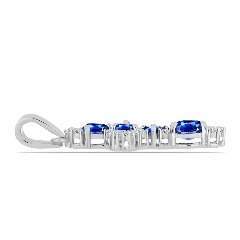 Cruce Pandantiv din Argint 925 ( 1.87 grame ) cu Safir Albastru Australian și Topaz Alb 1.79 Carate