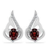 Cercei din Argint 925 ( 2.78 grame ) cu Granat Barton și Topaz Alb 1 Carate