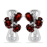 Cercei din Argint 925 ( 3.28 grame ) cu Granat Barton și Topaz Alb 1.69 Carate