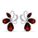 Cercei din Argint 925 ( 3.22 grame ) cu Granat Barton și Topaz Alb 3.05 Carate