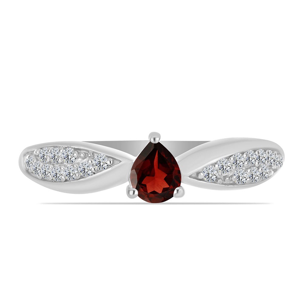 Inel din Argint 925 ( 1.96 grame ) cu Granat Barton și Topaz Alb 0.57 Carate