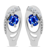 Cercei din Argint 925 ( 2.72 grame ) cu Safir Albastru Australian și Topaz Alb 0.57 Carate