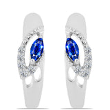 Cercei din Argint 925 ( 3.42 grame ) cu Safir Albastru Australian și Topaz Alb 0.34 Carate