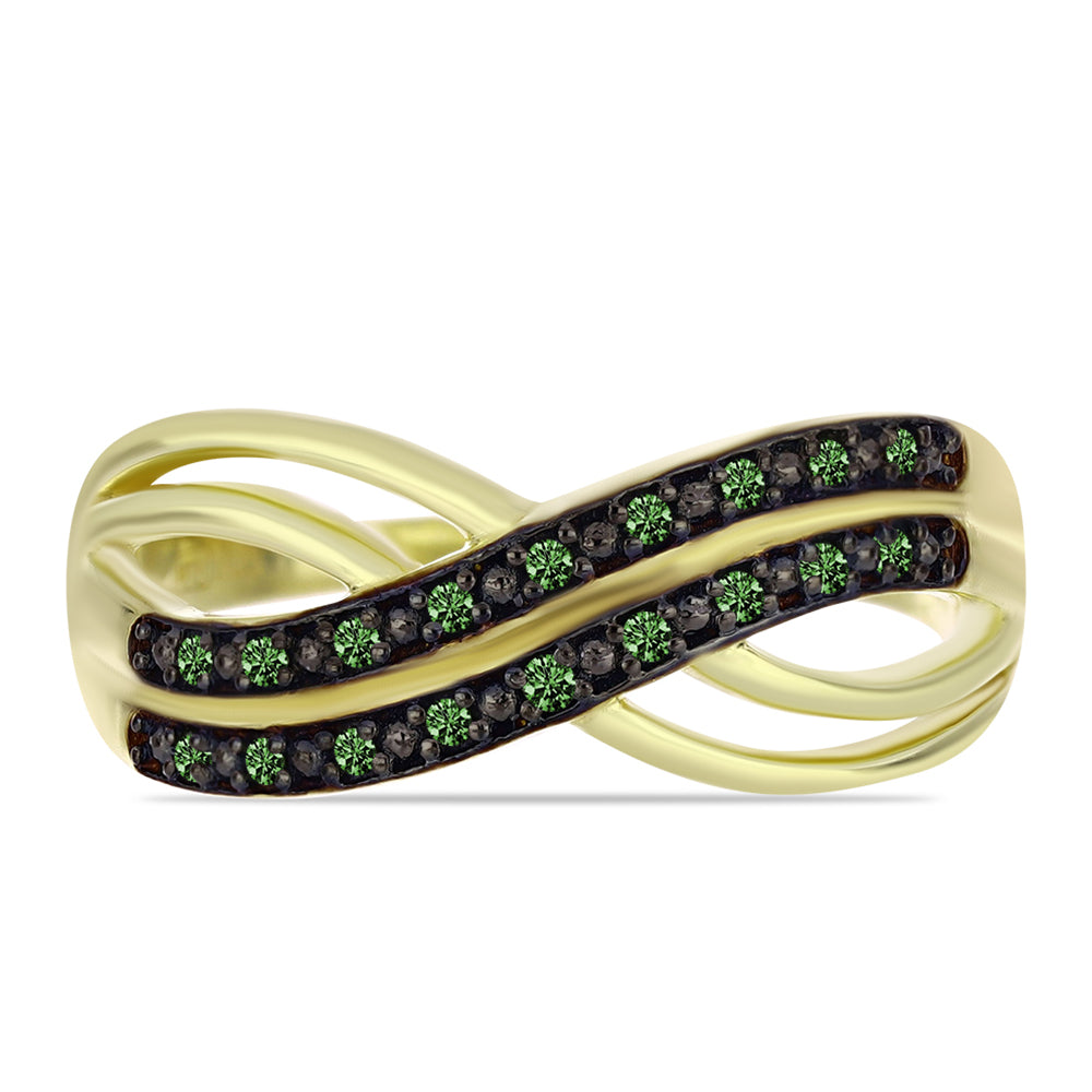 Inel din Argint 925 Placat cu Aur ( 3.72 grame ) cu Diamant Verde 0.13 Carate