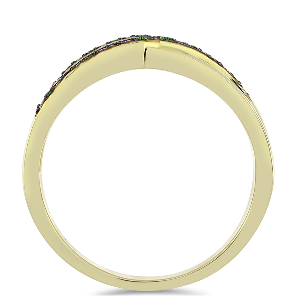 Inel din Argint 925 Placat cu Aur ( 3.72 grame ) cu Diamant Verde 0.13 Carate