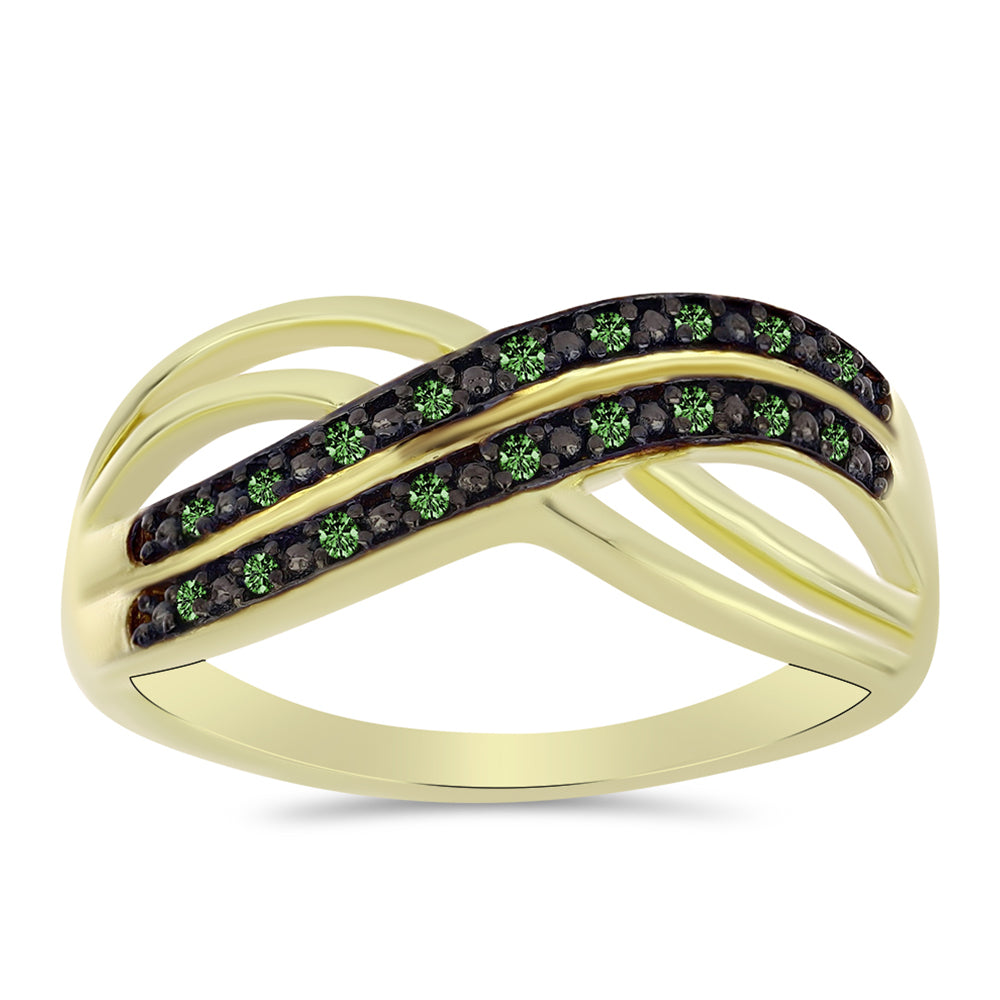 Inel din Argint 925 Placat cu Aur ( 3.72 grame ) cu Diamant Verde 0.13 Carate