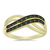Inel din Argint 925 Placat cu Aur ( 3.72 grame ) cu Diamant Verde 0.13 Carate