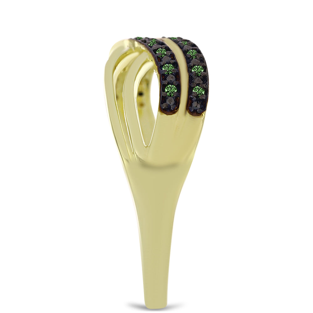 Inel din Argint 925 Placat cu Aur ( 3.72 grame ) cu Diamant Verde 0.13 Carate