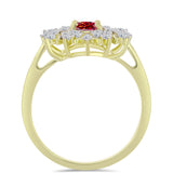 Inel din Argint 925 Placat cu Aur ( 2.94 grame ) cu Moissanite Roșu Majestic și Topaz Alb 0.69 Carate