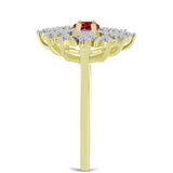 Inel din Argint 925 Placat cu Aur ( 2.94 grame ) cu Moissanite Roșu Majestic și Topaz Alb 0.69 Carate