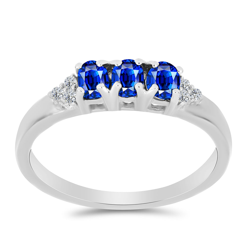 Inel din Argint 925 ( 2.01 grame ) cu Safir Albastru Australian și Topaz Alb 0.83 Carate
