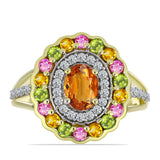 Inel din Argint 925 Placat cu Aur ( 3.69 grame ) cu Turmalină Chakra și Topaz Alb 1.94 Carate