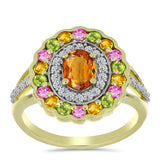 Inel din Argint 925 Placat cu Aur ( 3.69 grame ) cu Turmalină Chakra și Topaz Alb 1.94 Carate