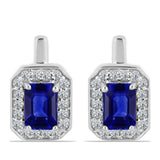 Cercei din Argint 925 ( 3.03 grame ) cu Safir Albastru Australian și Topaz Alb 1.84 Carate