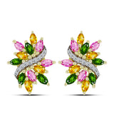 Cercei din Argint 925 Placat cu Aur ( 4.19 grame ) cu Turmalină Chakra și Topaz Alb 2.05 Carate
