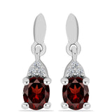 Cercei din Argint 925 ( 1.36 grame ) cu Granat Barton și Topaz Alb 0.87 Carate