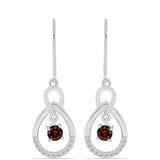 Cercei din Argint 925 ( 3 grame ) cu Granat Barton și Topaz Alb 0.86 Carate