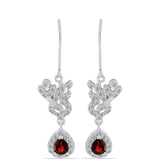 Cercei din Argint 925 ( 3.54 grame ) cu Granat Barton și Topaz Alb 1.75 Carate