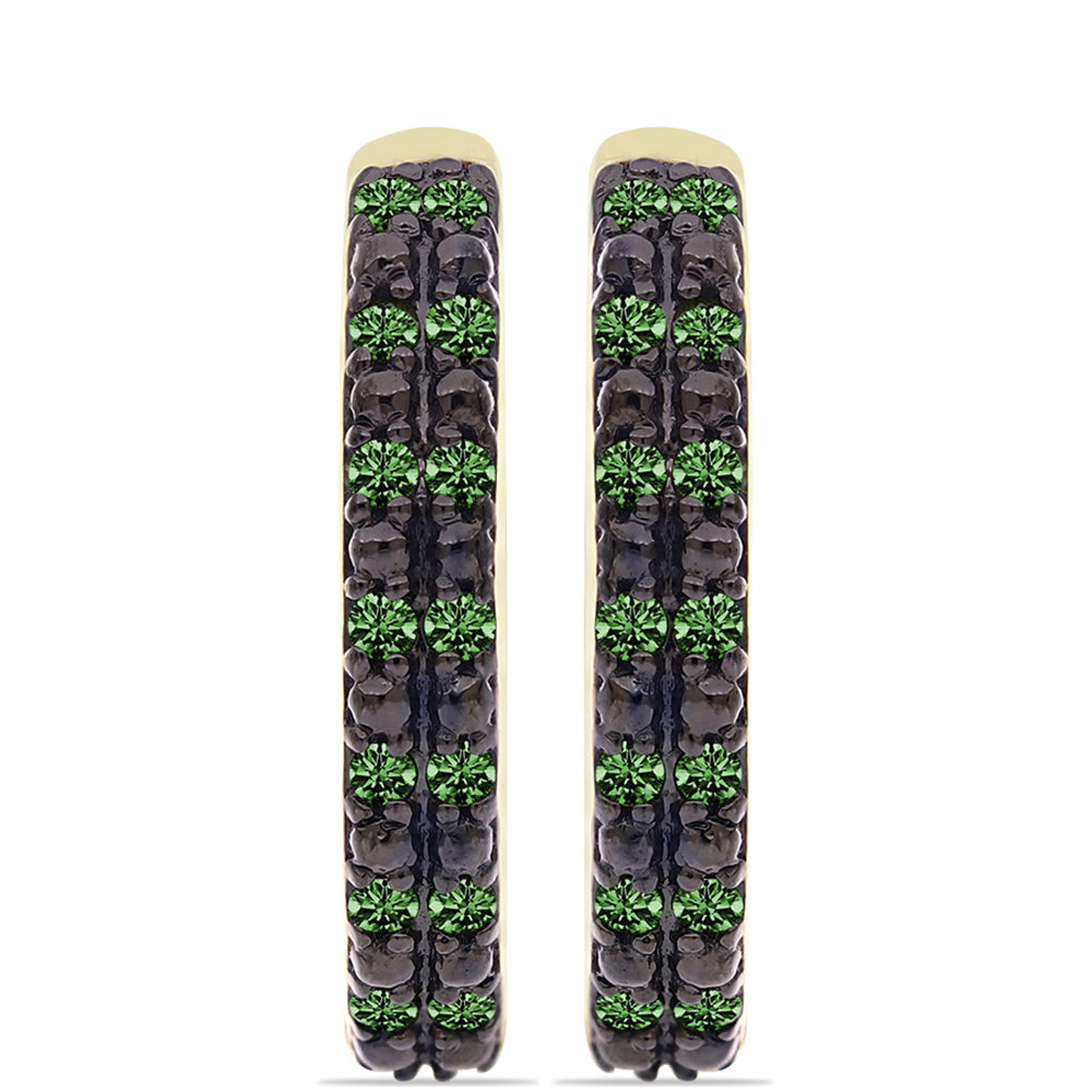 Cercei din Argint 925 Placat cu Aur ( 4.15 grame ) cu Diamant Verde 0.21 Carate