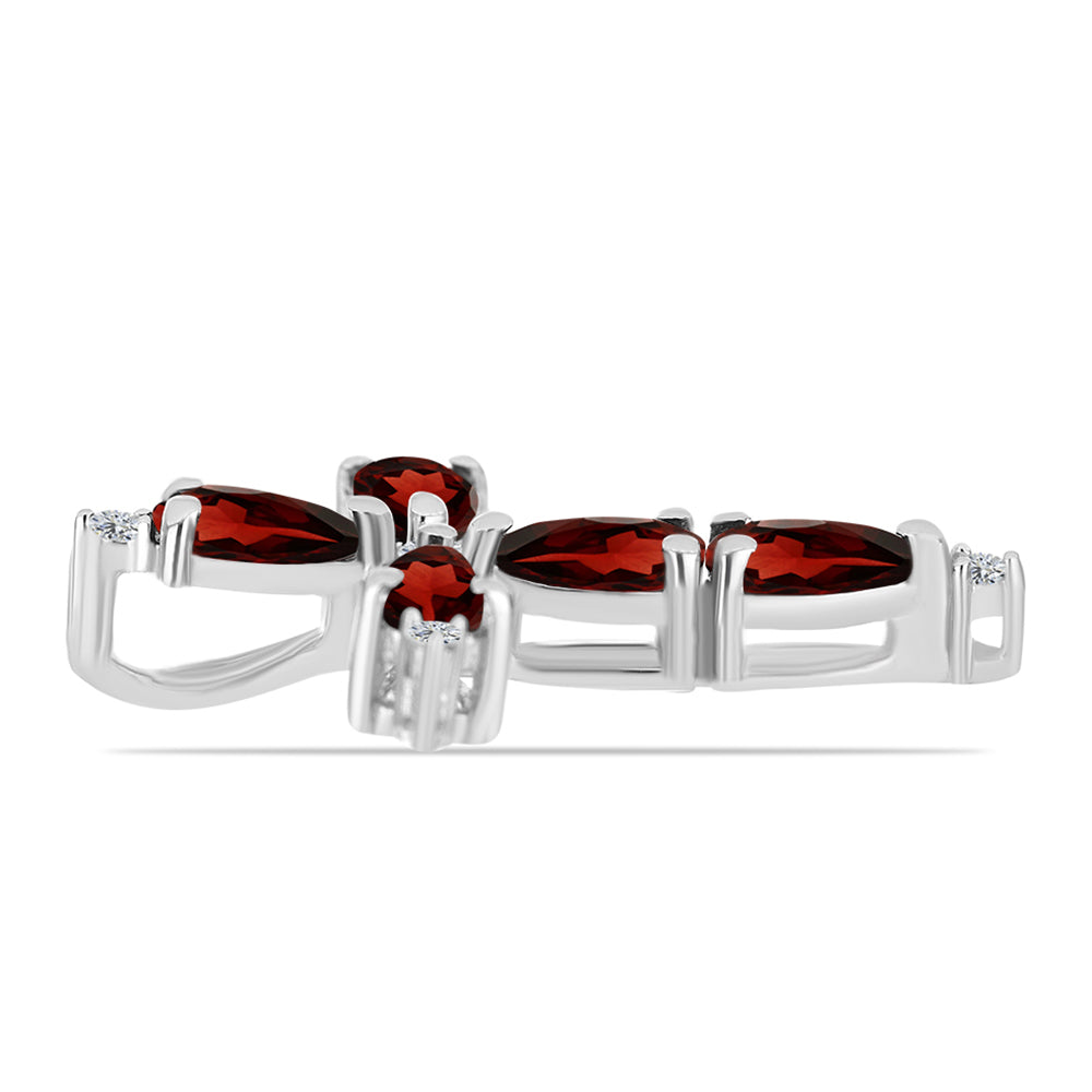 Cruce Pandantiv din Argint 925 ( 1.11 grame ) cu Granat Barton și Topaz Alb 1.49 Carate
