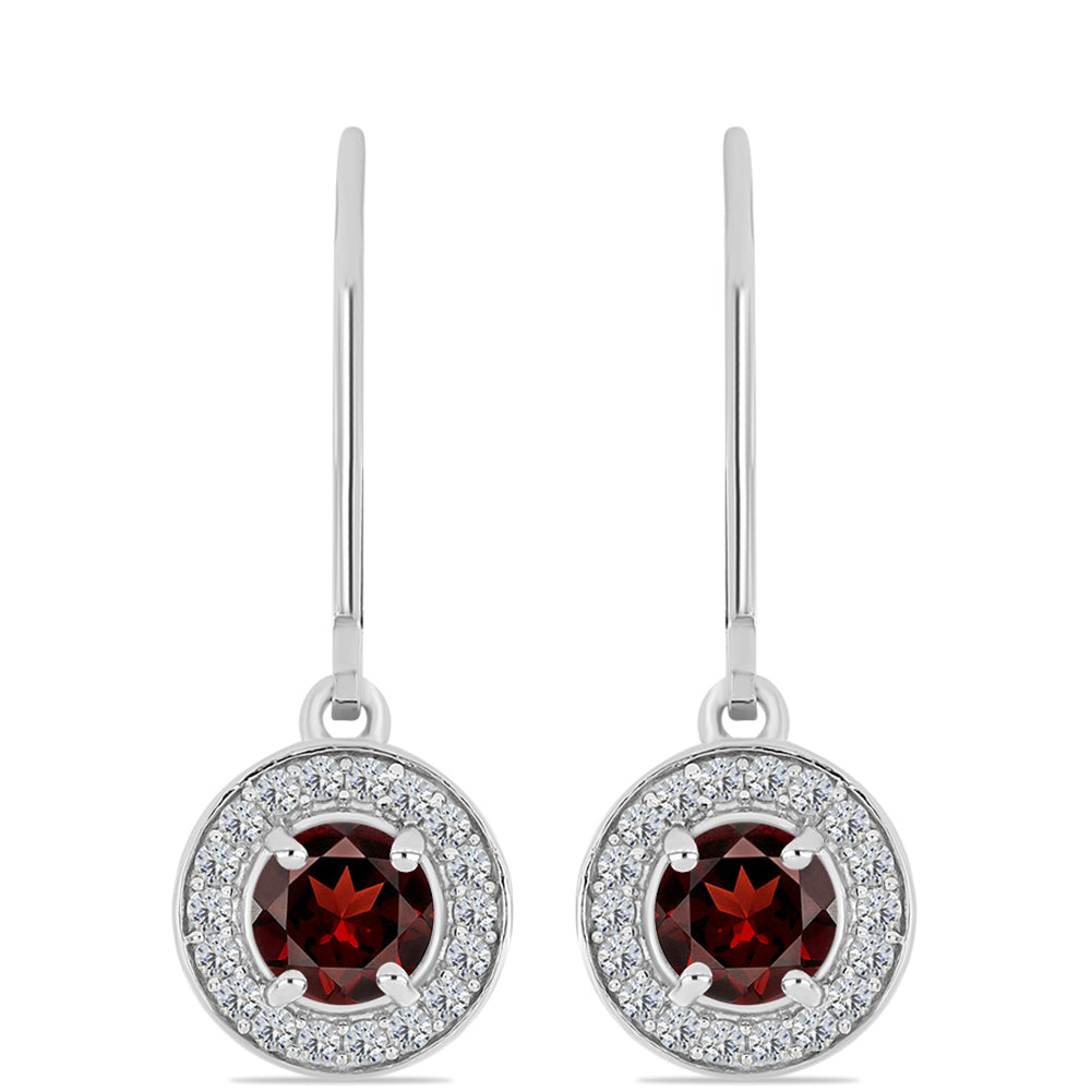Cercei din Argint 925 ( 2.95 grame ) cu Granat Barton și Topaz Alb 1.42 Carate