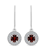 Cercei din Argint 925 ( 2.95 grame ) cu Granat Barton și Topaz Alb 1.42 Carate