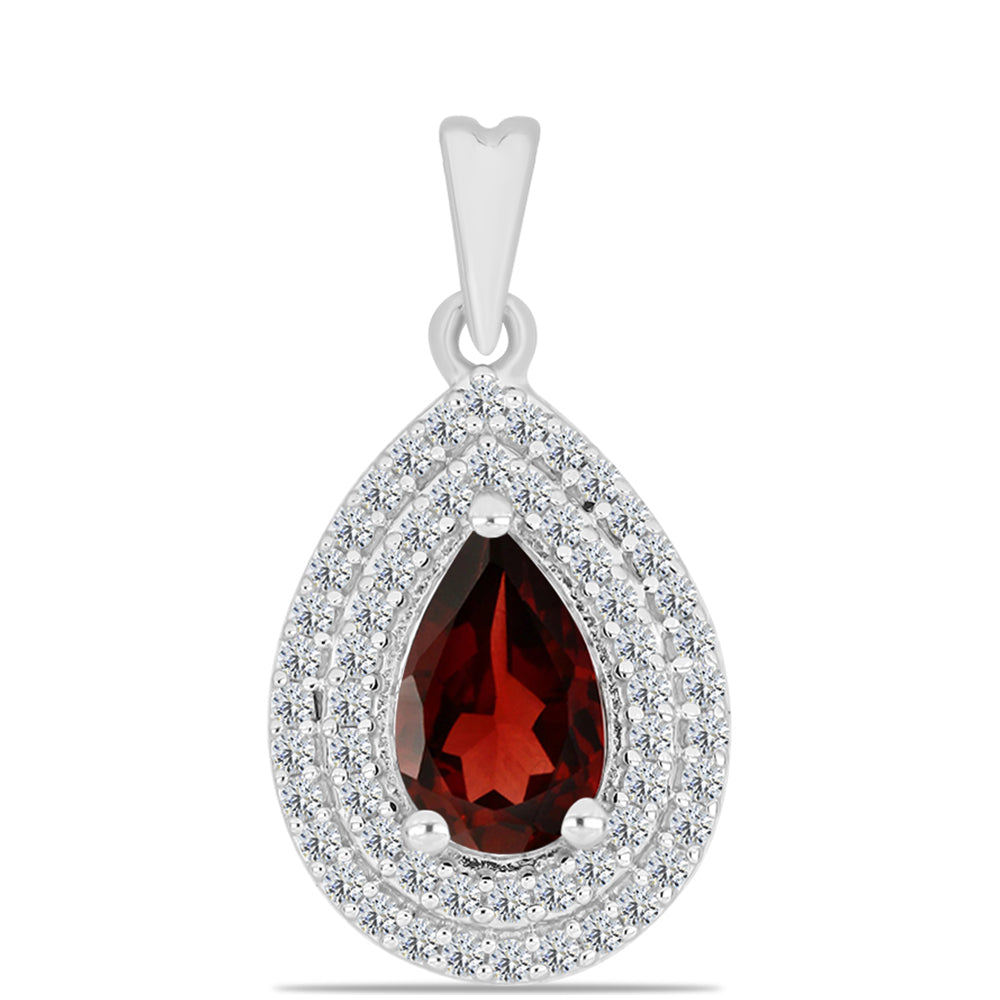 Pandantiv din Argint 925 ( 1.63 grame ) cu Granat Barton și Topaz Alb 1.34 Carate