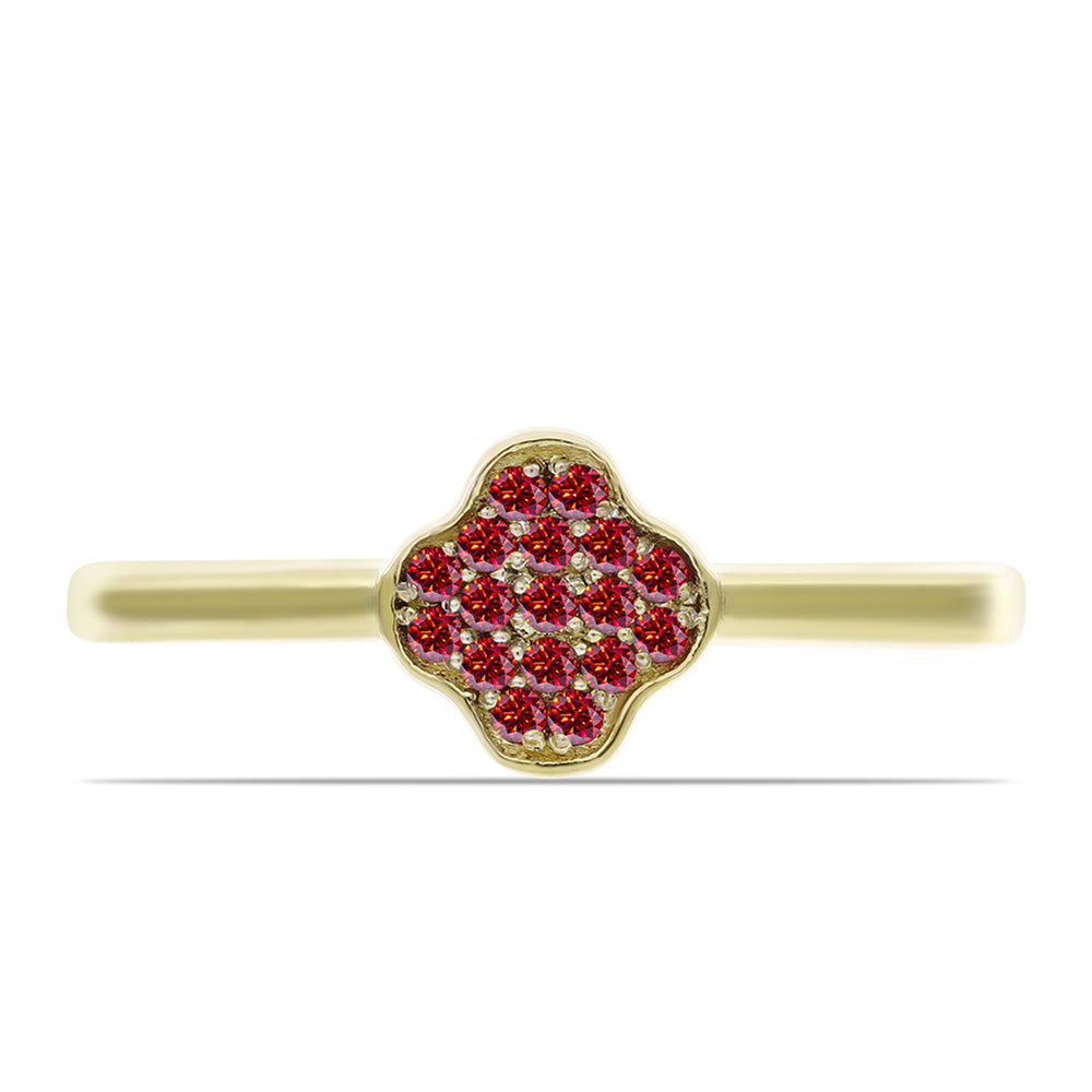 Inel din Argint 925 Placat cu Aur ( 1.9 grame ) cu Moissanite Roșu Majestic 0.13 Carate
