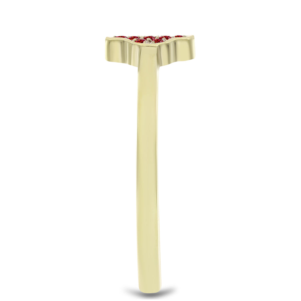 Inel din Argint 925 Placat cu Aur ( 1.9 grame ) cu Moissanite Roșu Majestic 0.13 Carate