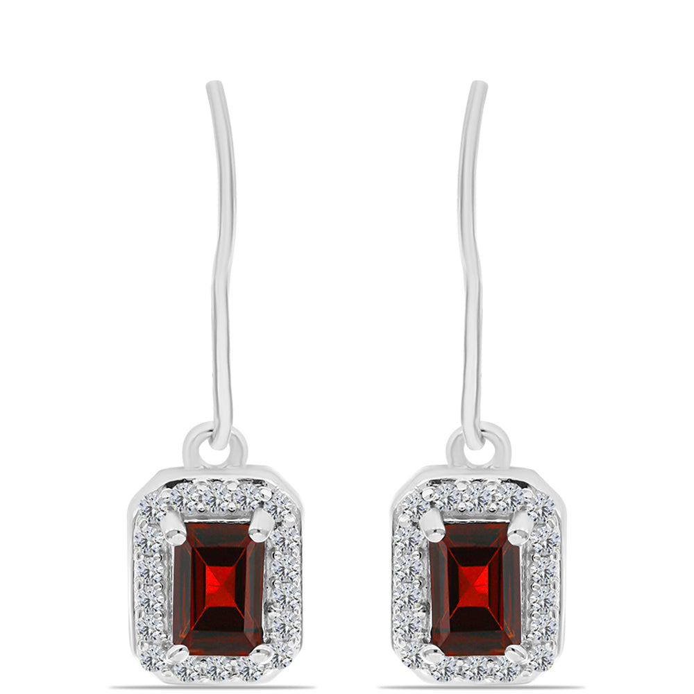 Cercei din Argint 925 ( 2.31 grame ) cu Granat Barton și Topaz Alb 1.66 Carate