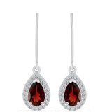 Cercei din Argint 925 ( 2.25 grame ) cu Granat Barton și Topaz Alb 2.55 Carate