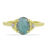 Inel din Argint 925 Placat cu Aur ( 1.84 grame ) cu Labradorit și Topaz Alb 1.63 Carate