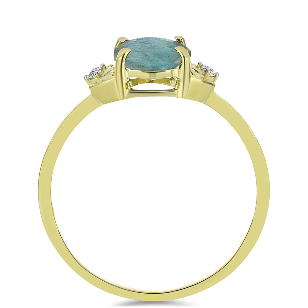 Inel din Argint 925 Placat cu Aur ( 1.84 grame ) cu Labradorit și Topaz Alb 1.63 Carate