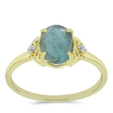 Inel din Argint 925 Placat cu Aur ( 1.84 grame ) cu Labradorit și Topaz Alb 1.63 Carate