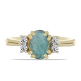 Inel din Argint 925 Placat cu Aur ( 2.56 grame ) cu Labradorit și Topaz Alb 1.42 Carate