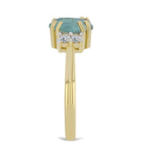 Inel din Argint 925 Placat cu Aur ( 2.56 grame ) cu Labradorit și Topaz Alb 1.42 Carate