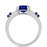 Inel din Argint 925 ( 3.4 grame ) cu Safir Albastru Australian și Topaz Alb 3.48 Carate