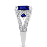 Inel din Argint 925 ( 3.4 grame ) cu Safir Albastru Australian și Topaz Alb 3.48 Carate