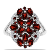 Inel din Argint 925 ( 4.95 grame ) cu Granat Barton și Topaz Alb 4.08 Carate