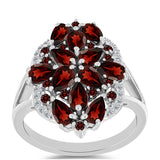 Inel din Argint 925 ( 4.95 grame ) cu Granat Barton și Topaz Alb 4.08 Carate