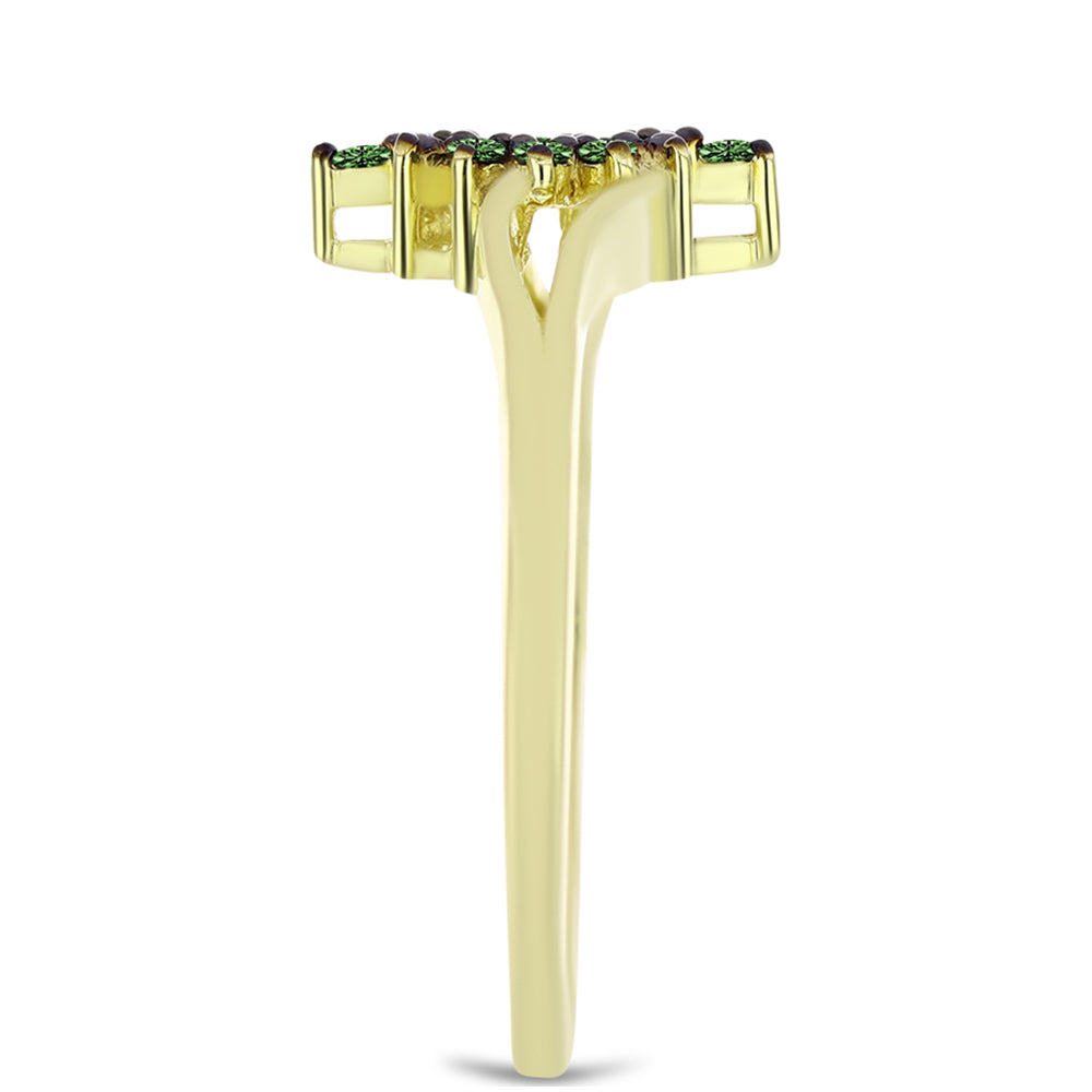 Inel din Argint 925 Placat cu Aur ( 2.17 grame ) cu Diamant Verde 0.08 Carate