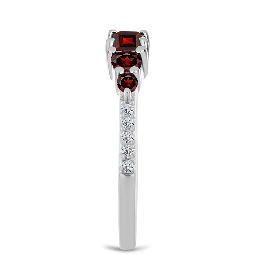 Inel din Argint 925 ( 1.87 grame ) cu Granat Barton și Topaz Alb 0.85 Carate