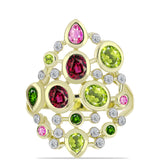 Inel din Argint 925 Placat cu Aur ( 5.73 grame ) cu Turmalină Chakra și Topaz Alb 2.2 Carate