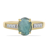 Inel din Argint 925 Placat cu Aur ( 2.24 grame ) cu Labradorit și Topaz Alb 1.38 Carate