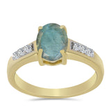 Inel din Argint 925 Placat cu Aur ( 2.24 grame ) cu Labradorit și Topaz Alb 1.38 Carate