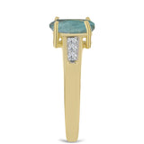 Inel din Argint 925 Placat cu Aur ( 2.24 grame ) cu Labradorit și Topaz Alb 1.38 Carate