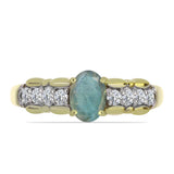Inel din Argint 925 Placat cu Aur ( 2.84 grame ) cu Labradorit și Topaz Alb 1.14 Carate